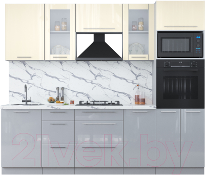 Кухонный гарнитур Интерлиния Мила Пластик 2.5 ВТ - фото