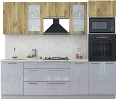 Кухонный гарнитур Интерлиния Мила Пластик 2.5 ВТ - фото