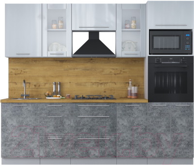 Кухонный гарнитур Интерлиния Мила Пластик 2.5 ВТ - фото