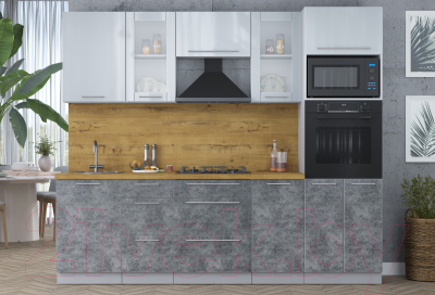 Кухонный гарнитур Интерлиния Мила Пластик 2.5 ВТ