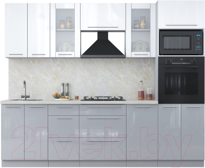 Кухонный гарнитур Интерлиния Мила Пластик 2.6 ВТ - фото