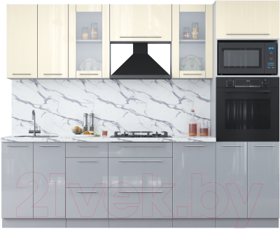 Кухонный гарнитур Интерлиния Мила Пластик 2.6 ВТ - фото