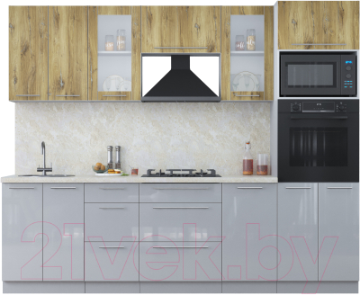 Кухонный гарнитур Интерлиния Мила Пластик 2.6 ВТ - фото