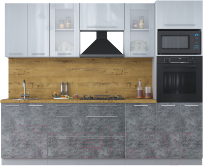 Кухонный гарнитур Интерлиния Мила Пластик 2.6 ВТ - фото