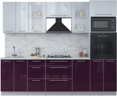 Кухонный гарнитур Интерлиния Мила Пластик 2.6 ВТ - фото