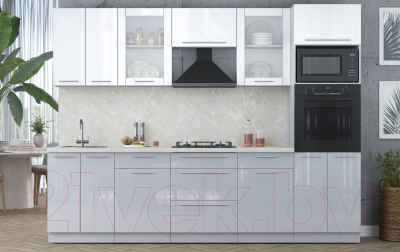 Кухонный гарнитур Интерлиния Мила Пластик 2.8 ВТ