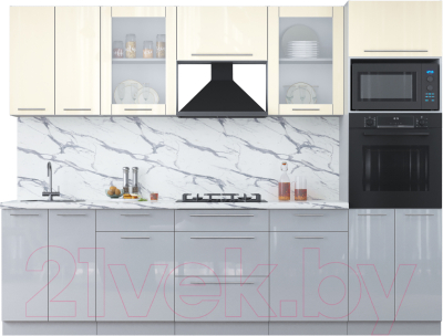 Кухонный гарнитур Интерлиния Мила Пластик 2.8 ВТ - фото