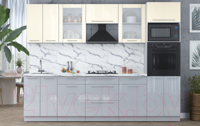 Кухонный гарнитур Интерлиния Мила Пластик 2.8 ВТ