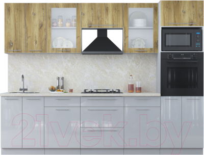 Кухонный гарнитур Интерлиния Мила Пластик 2.8 ВТ - фото
