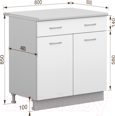 Шкаф-стол кухонный Кортекс-мебель Корнелия Лира НШ80р1ш