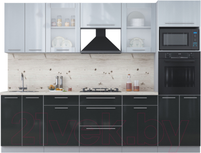 Кухонный гарнитур Интерлиния Мила Пластик 2.8 ВТ - фото