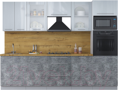 Кухонный гарнитур Интерлиния Мила Пластик 2.8 ВТ - фото