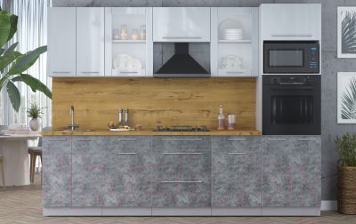 Кухонный гарнитур Интерлиния Мила Пластик 2.8 ВТ