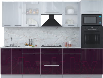Кухонный гарнитур Интерлиния Мила Пластик 2.8 ВТ - фото