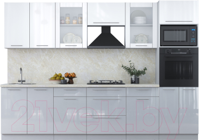 Кухонный гарнитур Интерлиния Мила Пластик 3.0 ВТ - фото