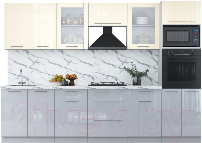 Кухонный гарнитур Интерлиния Мила Пластик 3.0 ВТ - фото