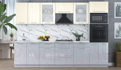 Кухонный гарнитур Интерлиния Мила Пластик 3.0 ВТ