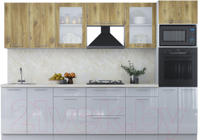 Кухонный гарнитур Интерлиния Мила Пластик 3.0 ВТ - фото