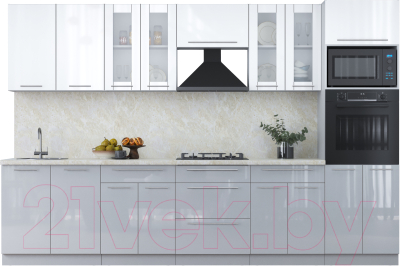 Кухонный гарнитур Интерлиния Мила Пластик 3.2 ВТ - фото