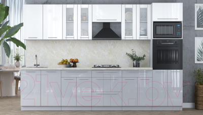 Кухонный гарнитур Интерлиния Мила Пластик 3.2 ВТ