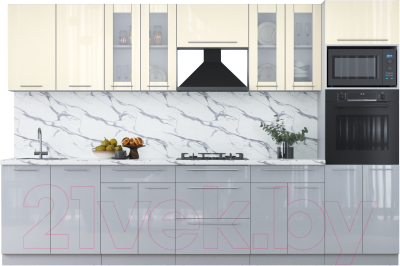 Кухонный гарнитур Интерлиния Мила Пластик 3.2 ВТ - фото