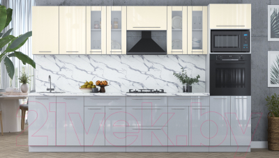 Кухонный гарнитур Интерлиния Мила Пластик 3.2 ВТ