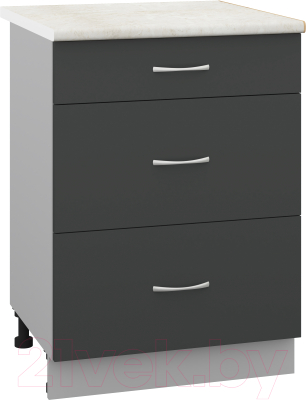 Шкаф-стол кухонный Кортекс-мебель Корнелия Лира НШ60р3ш - фото