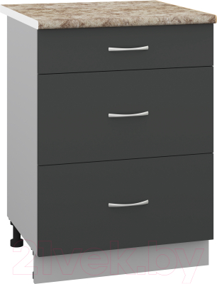 Шкаф-стол кухонный Кортекс-мебель Корнелия Лира НШ60р3ш - фото