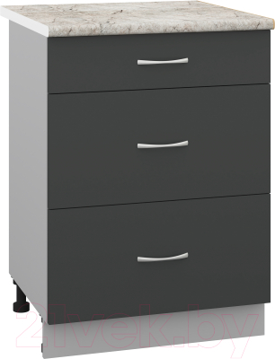 Шкаф-стол кухонный Кортекс-мебель Корнелия Лира НШ60р3ш - фото