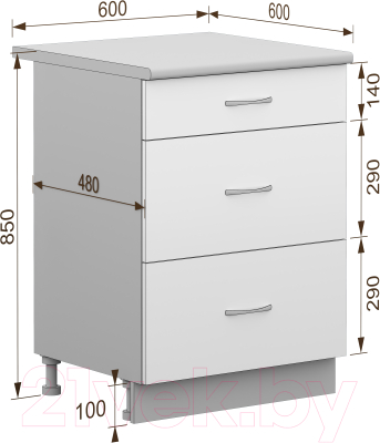 Шкаф-стол кухонный Кортекс-мебель Корнелия Лира НШ60р3ш
