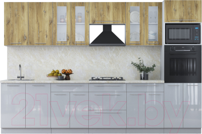 Кухонный гарнитур Интерлиния Мила Пластик 3.2 ВТ - фото