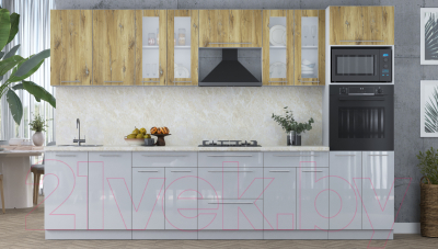 Кухонный гарнитур Интерлиния Мила Пластик 3.2 ВТ