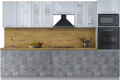 Кухонный гарнитур Интерлиния Мила Пластик 3.2 ВТ - фото