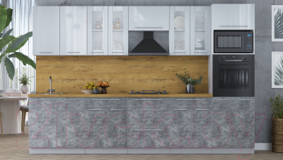 Кухонный гарнитур Интерлиния Мила Пластик 3.2 ВТ