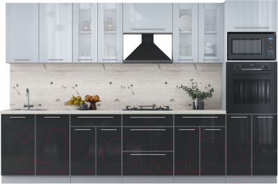 Кухонный гарнитур Интерлиния Мила Пластик 3.2 ВТ - фото