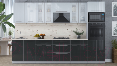 Кухонный гарнитур Интерлиния Мила Пластик 3.2 ВТ