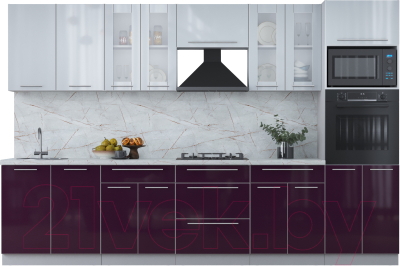 Кухонный гарнитур Интерлиния Мила Пластик 3.2 ВТ - фото