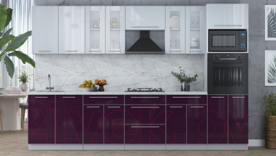 Кухонный гарнитур Интерлиния Мила Пластик 3.2 ВТ