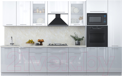 Кухонный гарнитур Интерлиния Мила Пластик 3.4 ВТ - фото