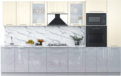 Кухонный гарнитур Интерлиния Мила Пластик 3.4 ВТ - фото