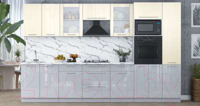 Кухонный гарнитур Интерлиния Мила Пластик 3.4 ВТ