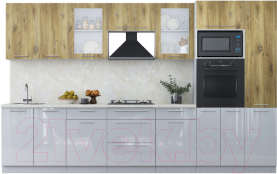 Кухонный гарнитур Интерлиния Мила Пластик 3.4 ВТ - фото