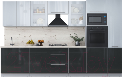 Кухонный гарнитур Интерлиния Мила Пластик 3.4 ВТ - фото