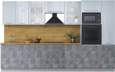 Кухонный гарнитур Интерлиния Мила Пластик 3.4 ВТ - фото