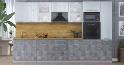 Кухонный гарнитур Интерлиния Мила Пластик 3.4 ВТ