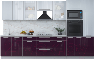 Кухонный гарнитур Интерлиния Мила Пластик 3.4 ВТ - фото