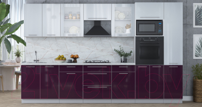 Кухонный гарнитур Интерлиния Мила Пластик 3.4 ВТ