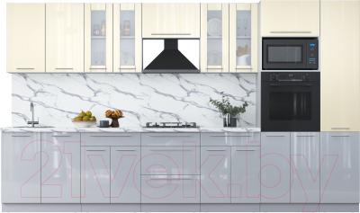 Кухонный гарнитур Интерлиния Мила Пластик 3.6 ВТ - фото