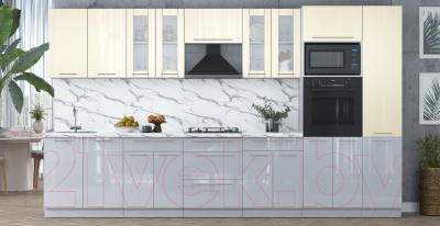 Кухонный гарнитур Интерлиния Мила Пластик 3.6 ВТ