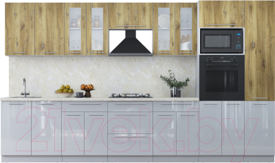 Кухонный гарнитур Интерлиния Мила Пластик 3.6 ВТ - фото
